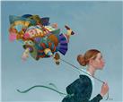 Poofy Guy on a Short Leash by James Christensen