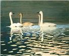 Trumpeters With Young by Gail Nieburgge